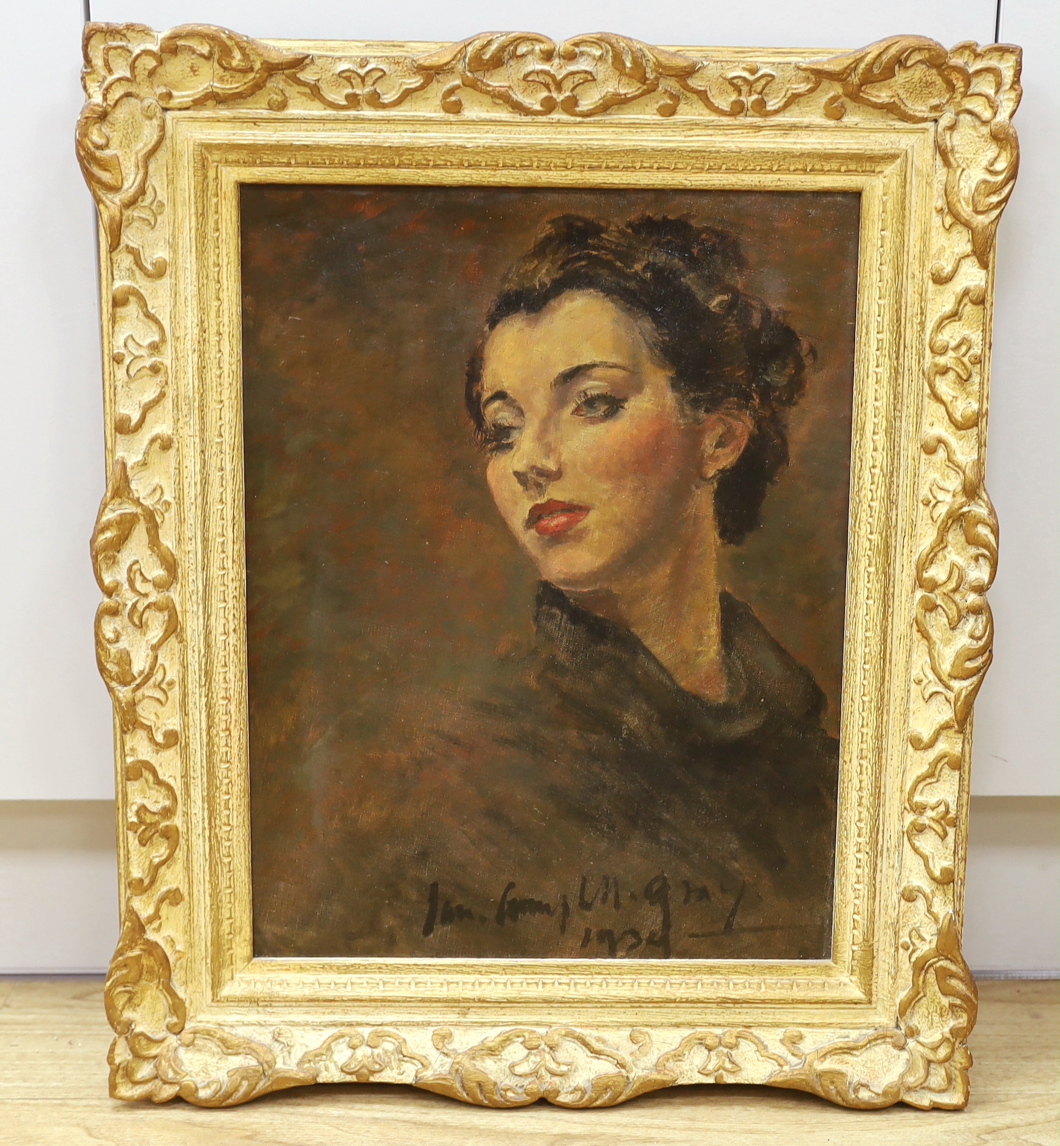 Ian Campbell-Gray, oil on canvas, Study of a lady, signed and dated 1939, 44 x 34cm